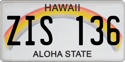 HI license plate ZIS136