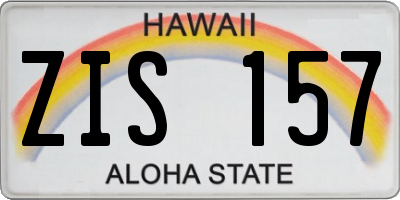 HI license plate ZIS157