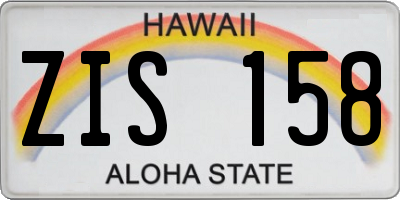 HI license plate ZIS158