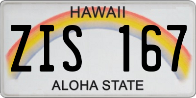 HI license plate ZIS167