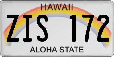 HI license plate ZIS172
