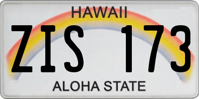 HI license plate ZIS173