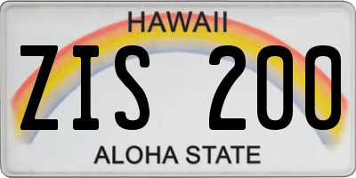 HI license plate ZIS200