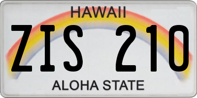 HI license plate ZIS210