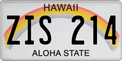 HI license plate ZIS214