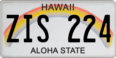 HI license plate ZIS224