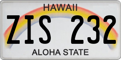 HI license plate ZIS232