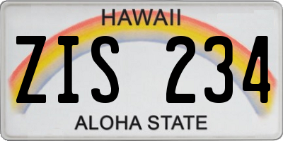 HI license plate ZIS234