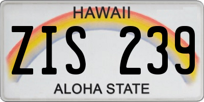 HI license plate ZIS239