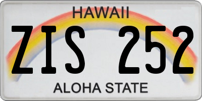HI license plate ZIS252