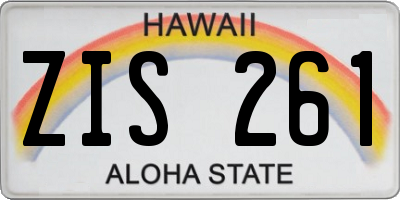 HI license plate ZIS261