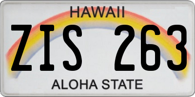 HI license plate ZIS263
