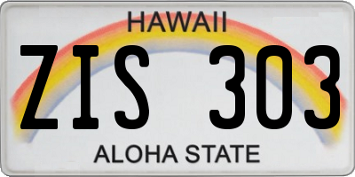 HI license plate ZIS303