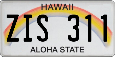 HI license plate ZIS311