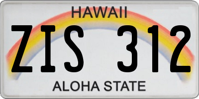 HI license plate ZIS312