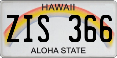 HI license plate ZIS366