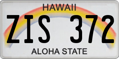 HI license plate ZIS372