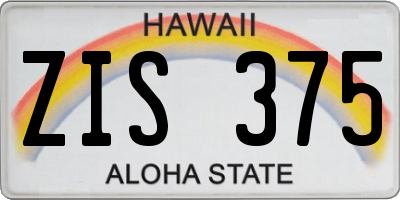 HI license plate ZIS375