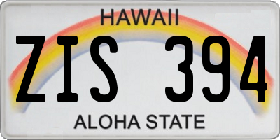 HI license plate ZIS394