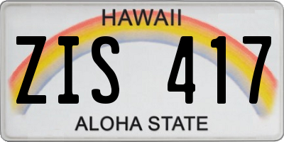 HI license plate ZIS417