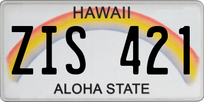 HI license plate ZIS421