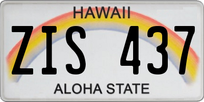 HI license plate ZIS437