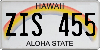 HI license plate ZIS455