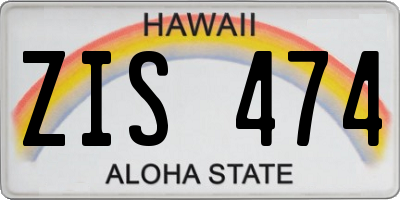 HI license plate ZIS474
