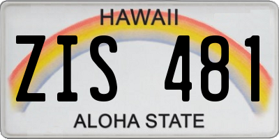 HI license plate ZIS481