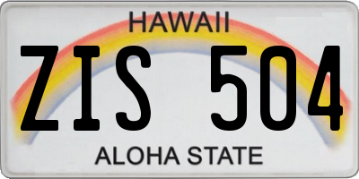 HI license plate ZIS504