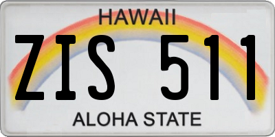 HI license plate ZIS511