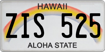 HI license plate ZIS525