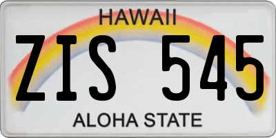 HI license plate ZIS545