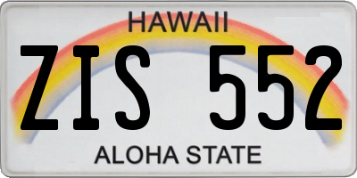HI license plate ZIS552