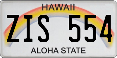 HI license plate ZIS554