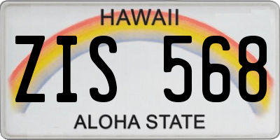 HI license plate ZIS568