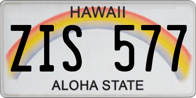 HI license plate ZIS577