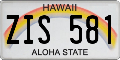 HI license plate ZIS581