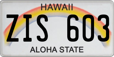 HI license plate ZIS603