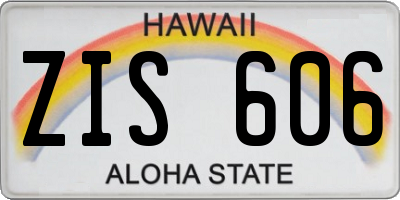 HI license plate ZIS606