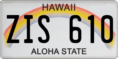 HI license plate ZIS610