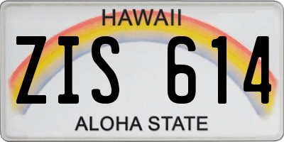 HI license plate ZIS614