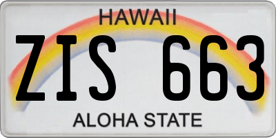 HI license plate ZIS663