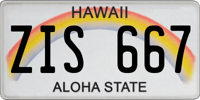 HI license plate ZIS667