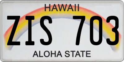HI license plate ZIS703