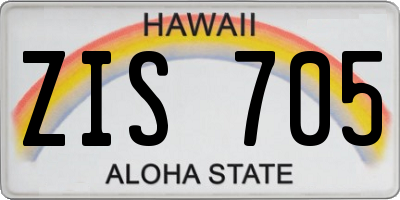 HI license plate ZIS705