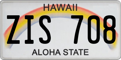 HI license plate ZIS708