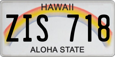 HI license plate ZIS718