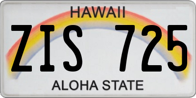 HI license plate ZIS725