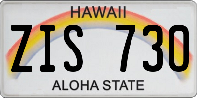 HI license plate ZIS730